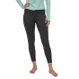Patagonia Women's Capilene Midweight Bottoms in Black worn by a barefoot person wearing a mint green long sleeve top