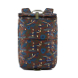 Patagonia 30 litre roll top backpack in the brown mushroom forest print on a white background
