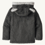 Back view of the Patagonia Little Kids Furry Friends Hoody Forge Grey on a plain background.