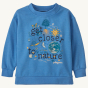Patagonia Little Kids Lightweight Crew Sweatshirt - Grow Closer / Blue Bird on a plain background.