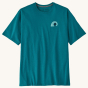 Front detail of the Patagonia Men's Rubber Tree Mark Responsibili-Tee - Belay Blue on a plain background.