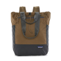 Patagonia coriander brown ultralight black hole tote pack on a white background