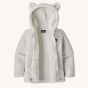 Patagonia Little Kids Furry Friends Hoody - Birch White on a plain background. The hoody is unzipped.