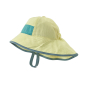 Patagonia little kids block the sun hat in the isla yellow and iggy blue colour on a white background