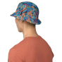 Back view of adult wearing a Patagonia Wavefarer Bucket Hat in a Joy: Pitch Blue pattern 