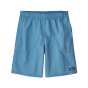 Patagonia kids baggies swimming shorts in the lago blue colour on a white background