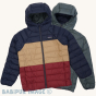 Patagonia Kids Reversible Down Sweater Hoody Coat - Nouveau Green on a plain background. Both wearable versions are shown.