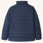 Patagonia Kids Down Sweater - New Navy on a plain background. This is the back of the jacket.