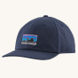 Patagonia Kids Funhoggers Cap - OG Legacy Label / New Navy on a plain background.