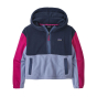 Patagonia kids microdini half zip cropped fleece hoody in the new navy colour on a white background