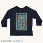 Patagonia Little Kids Regenerative Organic Certified Cotton Long Sleeve Top - We All Need/New Navy on a plain background.