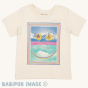 Patagonia Little Kids Regenerative Organic Cotton Graphic T-Shirt - Rainbow Smile / Undyed Natural on a plain background.