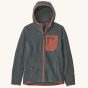Patagonia Kids R1 Air Full-Zip Hoody - Nouveau Green on a plain background.
