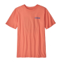 Front of the Patagonia kids regenerative organic cotton graphic t-shirt in coho coral on a white background