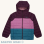 Patagonia Kids Reversible Down Sweater Hoody Coat - Planet Pink on a plain background.