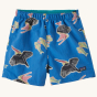 Patagonia Little Kids Quickdry Baggies Shorts - Amigos / Vessel Blue, bright blue shorts with a fun pelican and fish print. 