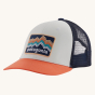 Patagonia Kids Trucker Hat Baseball Cap - Ridge Rise Stripe / Coho Coral