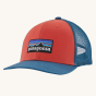 Patagonia Kids Trucker Hat Baseball Cap - P-6 Logo / Sumac Red on a plain background.