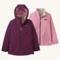 Patagonia Kids 4-in-1 Everyday Jacket - Night Plum- Both wearable options of the jacket are shown.