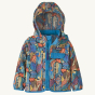 Patagonia little kids baggies jacket in the joy: pitch blue print on a beige background