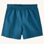 Patagonia little kids blue baggies swimming shorts on a beige background