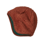 Reverse side of the Patagonia little kids reversible beanie in the pinyon green colour on a white background