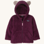 Patagonia Little Kids Furry Friends Hoody - Night Plum on a plain background.