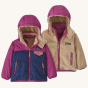 Patagonia Little Kids Reversible Tribbles Hoody - Sound Blue on a plain background. Both wearable options are shown.