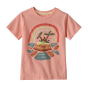 Patagonia little kids tortoise isle flamingo pink regenerative organic cotton t-shirt on a white background