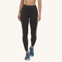 Patagonia Women's Maipo 7/8 Sports Leggings - Black. A woman models the leggings facing towards the camera on a plain background.