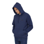 Man stood on a white background wearing the Patagonia p6 uprisal hoody in the current blue colour