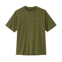 Front of the Patagonia mens capilene cool daily technical t-shirt in the palo green on a white background