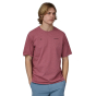 Man wearing a Patagonia Men's Forge Mark Responsibili Tee in a mauve colour