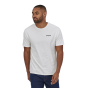 Man stood on a white background wearing the Patagonia organic cotton p6 mission tshirt 