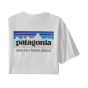 Patagonia organic cotton P6 mission tshirt in white on a white background