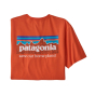 Patagonia mens organic cotton p-6 mission logo t-shirt in metric orange on a white background