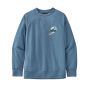 Patagonia eco-friendly organic cotton lightweight crew sweatshirt in the tube view: pigeon blue colour on a white background