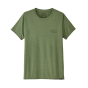 Front of the Patagonia womens cap cool daily graphic t-shirt in sedge green on a white background