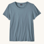 Patagonia Women's Regenerative Organic Cotton T-Shirt - Plume Grey, on a cream background