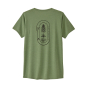 Back of the Patagonia sedge green cap cool t-shirt showing the floral graphic on a white background