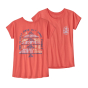 Front and back of the Patagonia kids regenerative organic cotton how to save coral graphic t-shirt on a white background