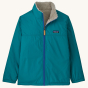 Patagonia Kids 4-in-1 Everyday Jacket - Belay Blue on a plain background. Front view of the jacket with the hood off.