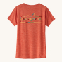 Patagonia Women's Capilene Cool Daily Graphic Shirt - Unity Fitz / Pimento Red X-Dye, on a cream background