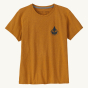 A picture of the front of the Patagonia Women's Resbonsibili Tee in a mango orange colour.