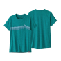 Front and back of the Patagonia womens ridge rise borealis green cap cool organic cotton t-shirt on a white background