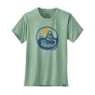 Patagonia Women's Capilene Cool Daily Graphic T-Shirt in the Gypsum Green colour on a white background