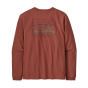 Back of the Patagonia womens 73 skyline long sleeve top in the rosehip colour on a white background