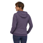Picture of the model wearing the full zip hoody, picture taken with back view of the hoody. Picture background colour is white.