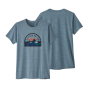 Front and back of the Patagonia womens light plume grey cap cool daily graphic t-shirt on a white background