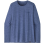 Front view of the Patagonia Women's Long Sleeved Capilene Cool Daily Graphic Shirt - Current Blue X-Dye pictured on a plain white background